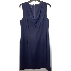 Classic TALBOTS Navy Draped Neckline Dress